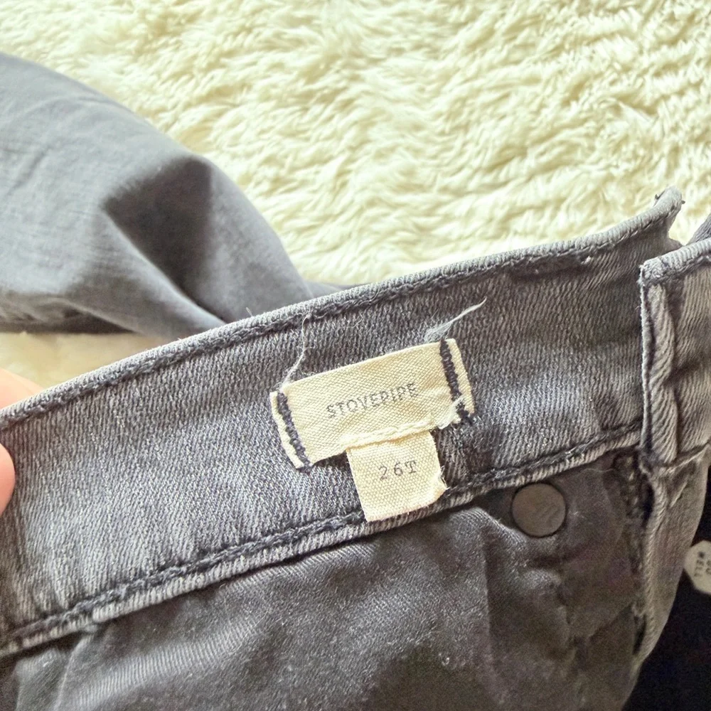 Madewell Stovepipe Tall Gray Frayed Hem Women Jeans